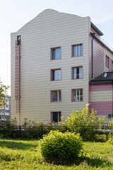 Urban architecture, brightly colored apartment buildings.