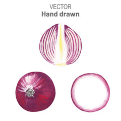 Vector set of hand drawn purple bow and its cut parts. Traced illustration