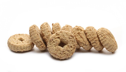 Tea biscuits, cookies isolated on white background