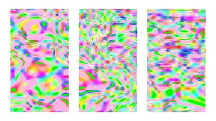 Multicolored background set. Bright  vector artwork. Vertical good vibes colorful templates