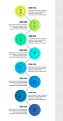 Infographics circles with 8 steps, icons. Flat line vector template. Can be used for eight diagrams, business, web, banner, workflow layout, presentations, flowchart, info graph, timeline, content