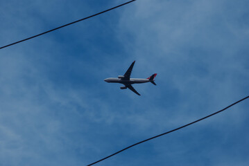 airplane in flight, airplane in sky