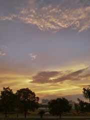 sunset in the city, fantastic and magic sky