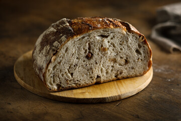 Homemade bread with cranberry and pine nuts