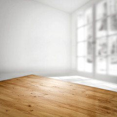 Fototapeta premium Table background of free space and window 