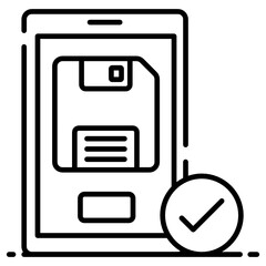 
Floppy disc inside a smartphone, conceptual icon design of mobile save data 
