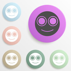 smiling smiley badge color set. Simple glyph, flat vector of web icons for ui and ux, website or mobile application