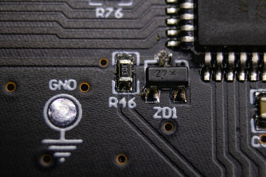 sharp close up for ground test point next to microcontroller