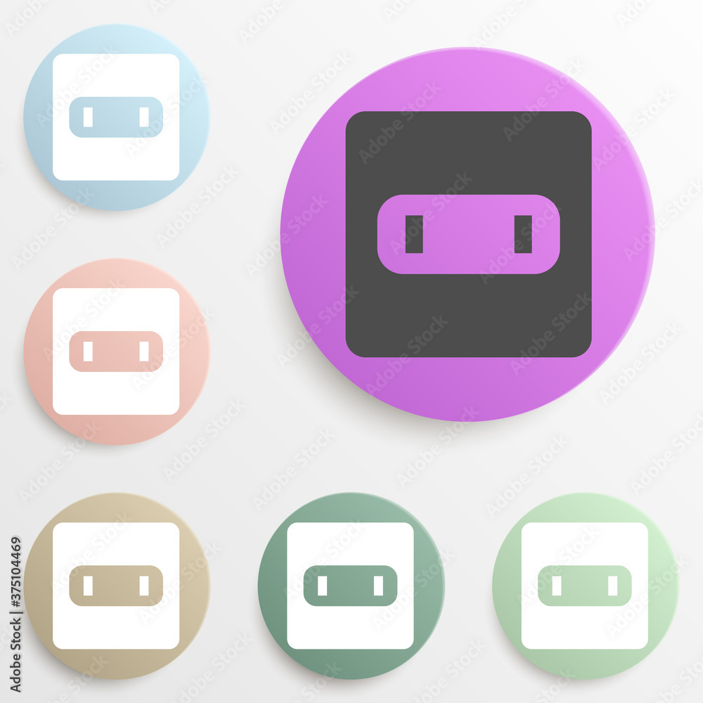 Poster electric outlet badge color set. simple glyph, flat vector of web icons for ui and ux, website or mo