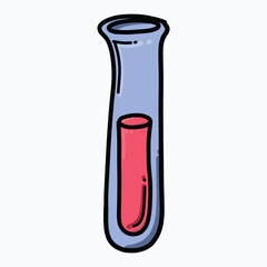 Test tube doodle color vector icon. Drawing sketch illustration hand drawn line eps10