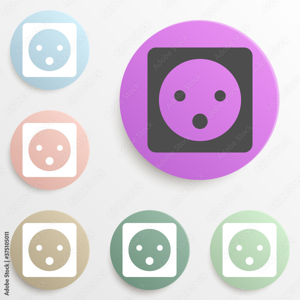 Poster electric outlet badge color set. simple glyph, flat vector of web icons for ui and ux, website or mo