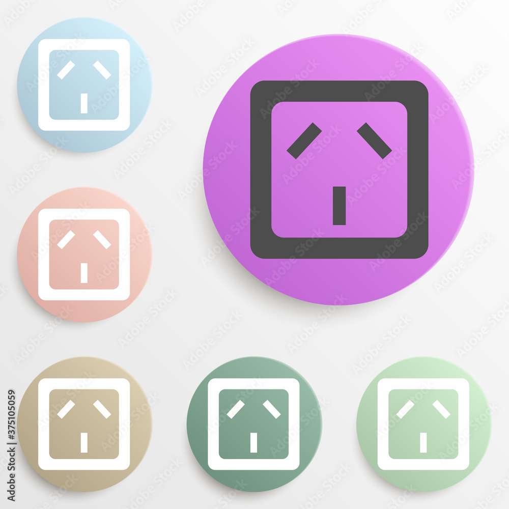 Poster electric outlet badge color set. simple glyph, flat vector of web icons for ui and ux, website or mo