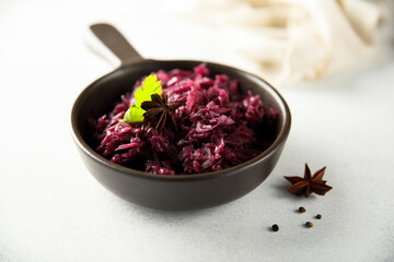 Traditional homemade red cabbage stew
