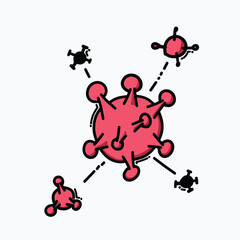 Virus doodle color vector icon. Drawing sketch illustration hand drawn line eps10
