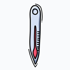 Thermometer doodle color vector icon. Drawing sketch illustration hand drawn line eps10