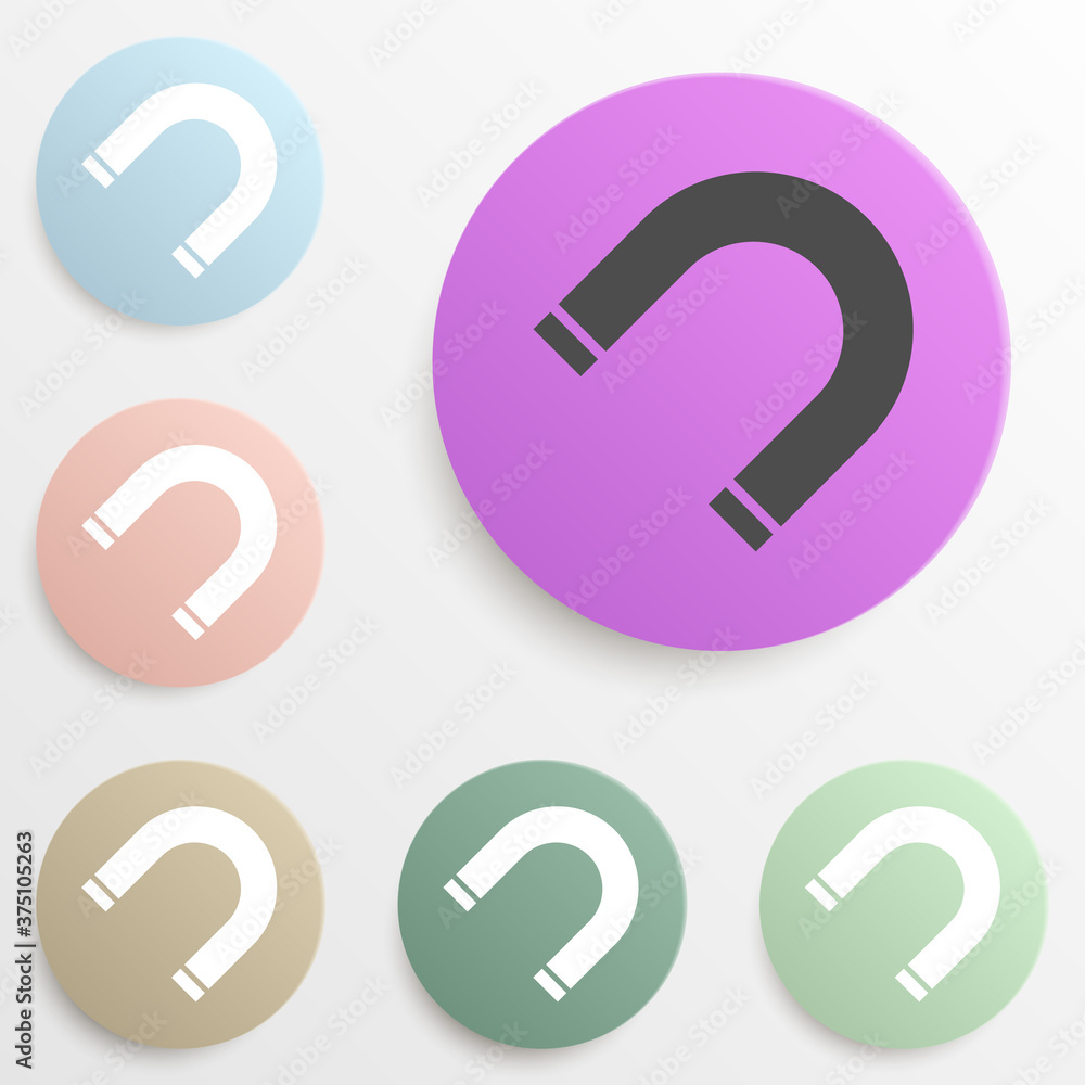 Poster magnet badge color set. simple glyph, flat vector of web icons for ui and ux, website or mobile appl