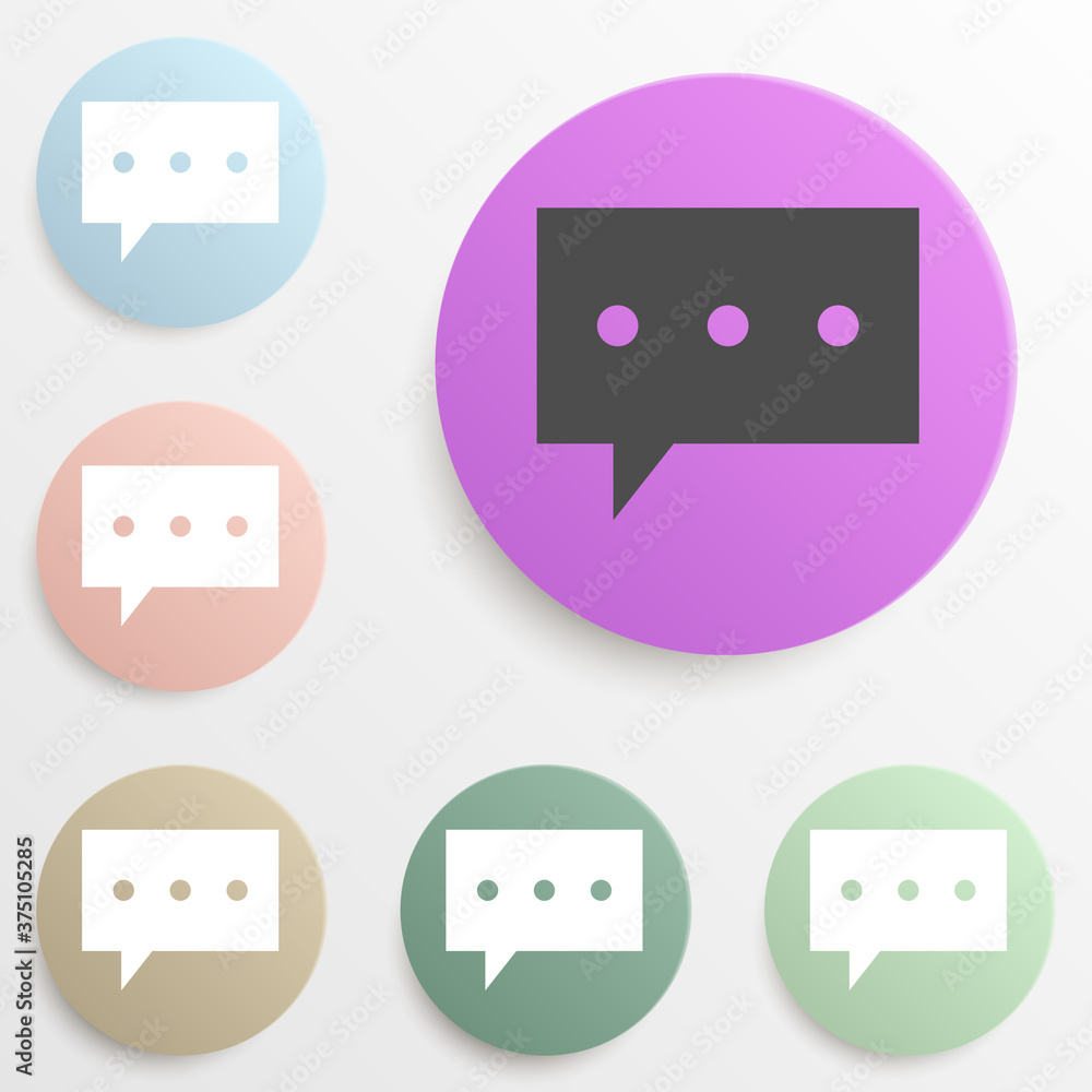 Poster communication bubble badge color set. simple glyph, flat vector of web icons for ui and ux, website 