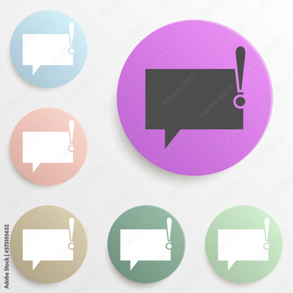 Poster bubbles of communication with an exclamation mark badge color set. simple glyph, flat vector of web 