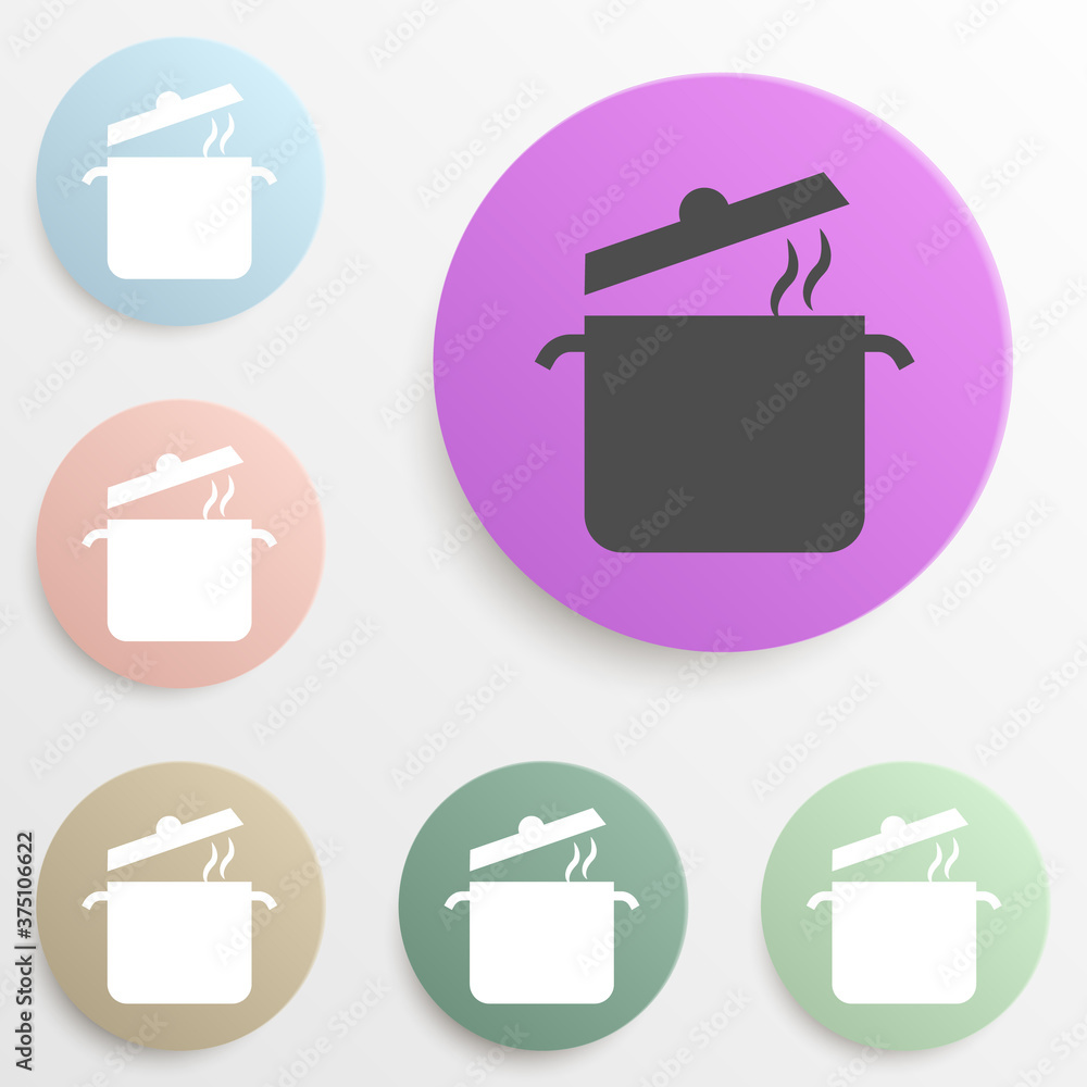 Poster casserole badge color set. simple glyph, flat vector of web icons for ui and ux, website or mobile a