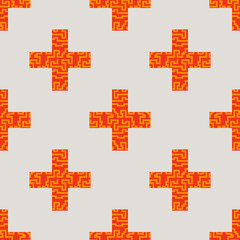 Cartoon fantasy cross seamless pattern. Infinity geometric background. Wrapping paper. Vector illustration.