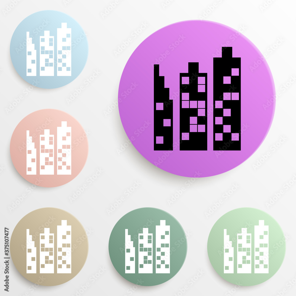 Poster building badge color set. simple glyph, flat vector of web icons for ui and ux, website or mobile ap