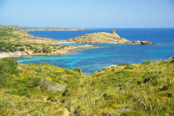 Fototapeta na wymiar Cala Tamarells.Parc natural de s' Albufera des Grau.Menorca.Reserva de la Bioesfera.Illes Balears.España.