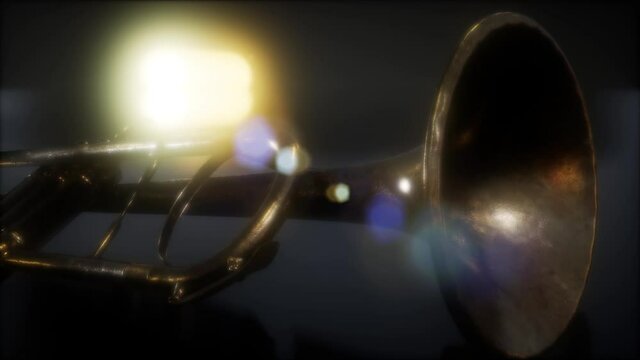 brass trumpet in the dark