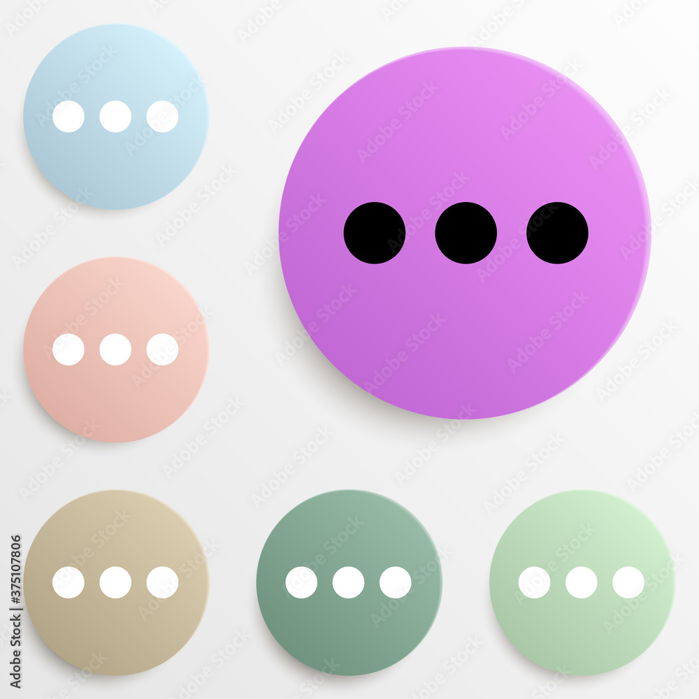 Poster three dots badge color set. simple glyph, flat vector of web icons for ui and ux, website or mobile 