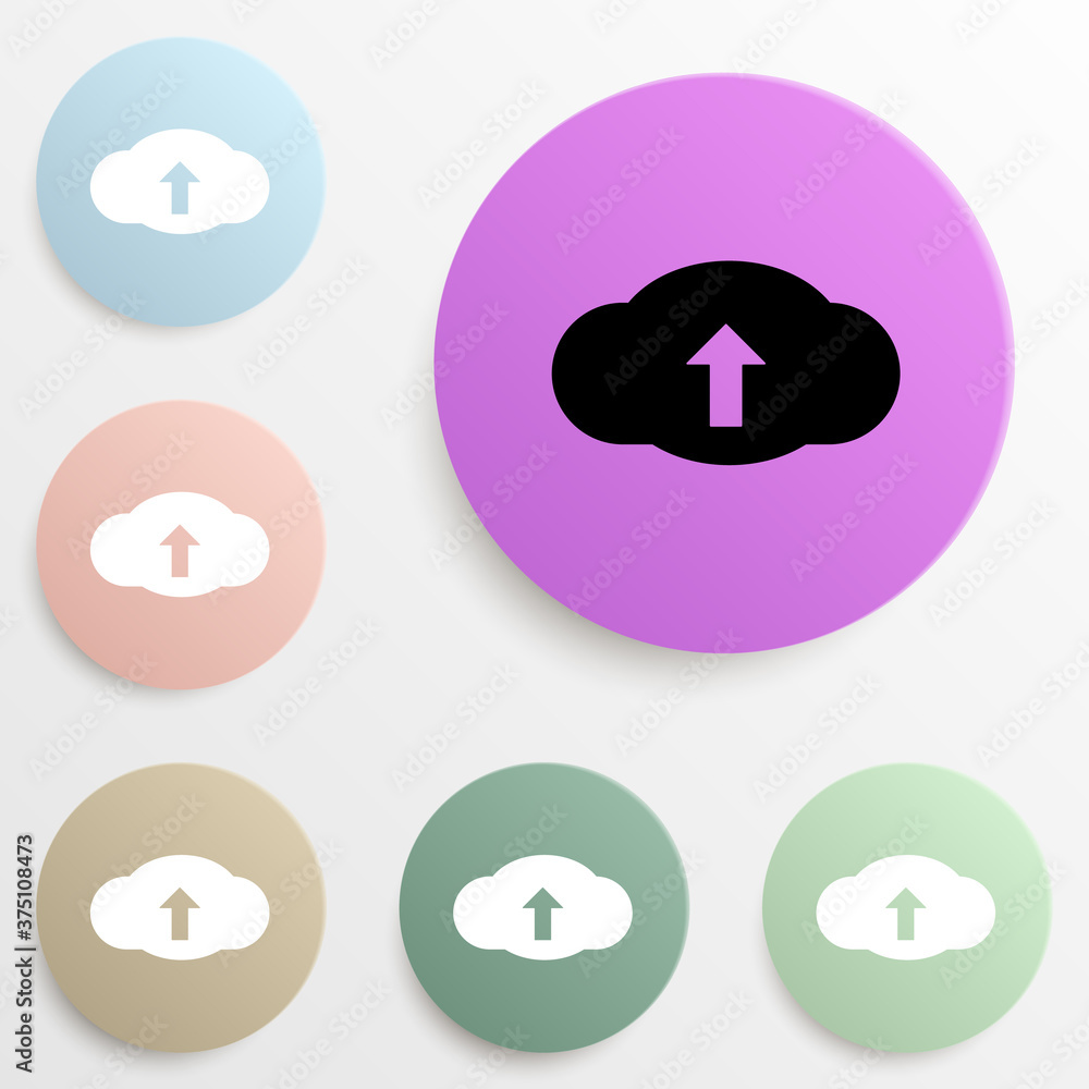 Poster cloud download badge color set. simple glyph, flat vector of web icons for ui and ux, website or mob