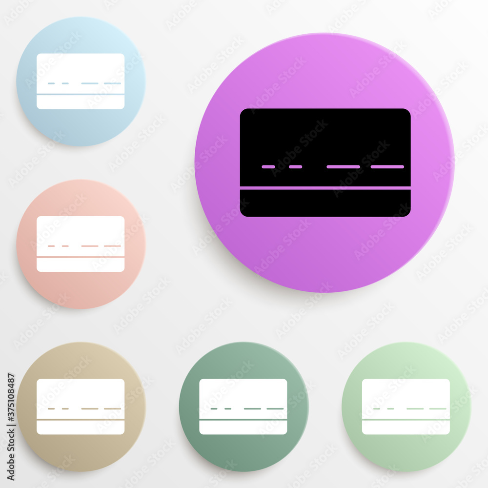 Poster bank card badge color set. simple glyph, flat vector of web icons for ui and ux, website or mobile a