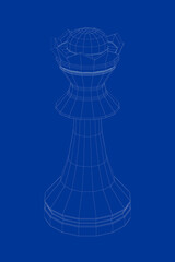 3d wire-frame model of queen chess piece