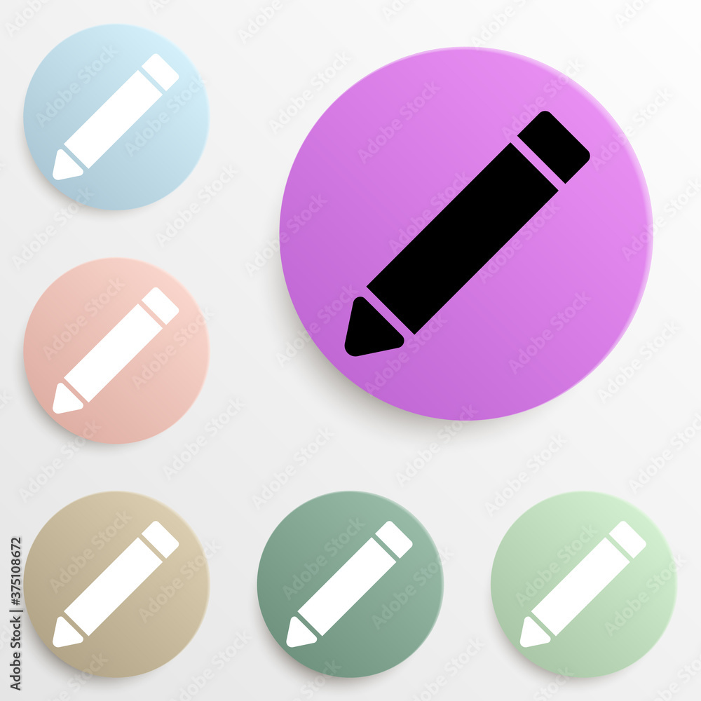 Poster pencil badge color set. simple glyph, flat vector of web icons for ui and ux, website or mobile appl