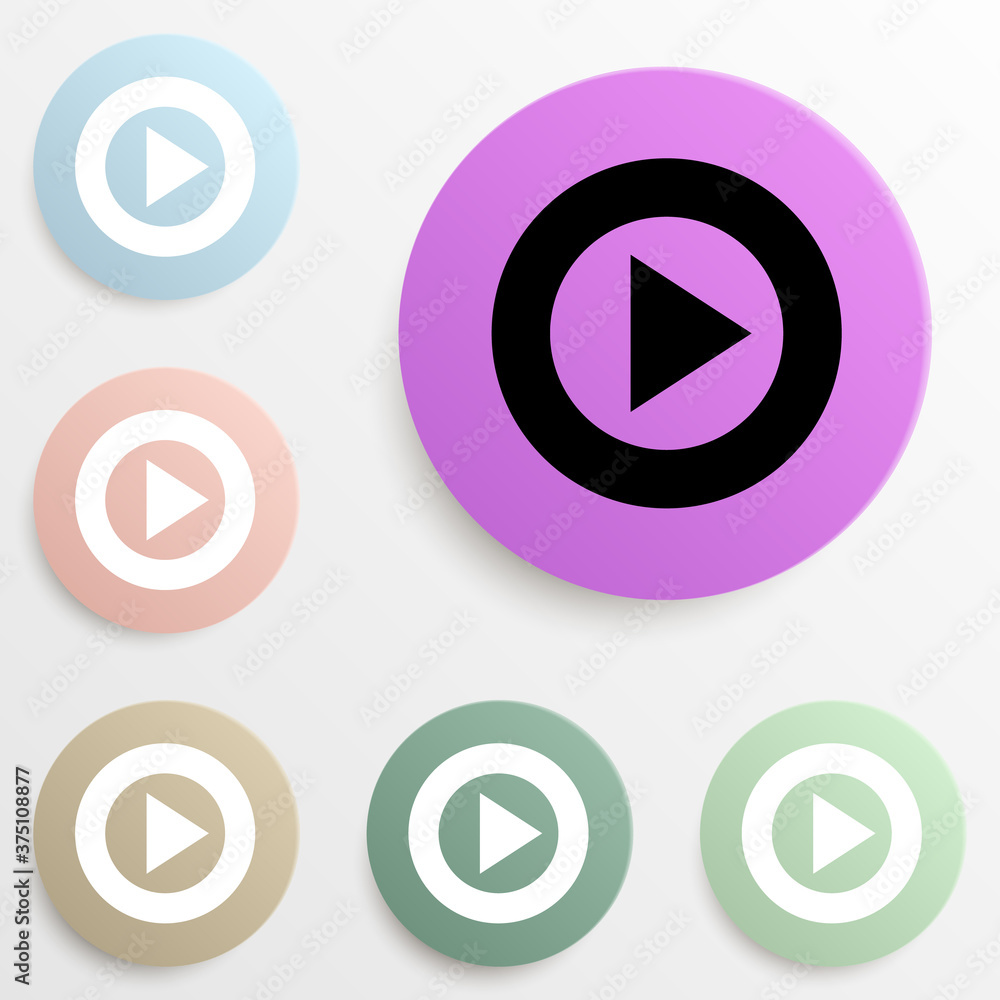 Poster sign for play in a circle badge color set. simple glyph, flat vector of web icons for ui and ux, web