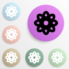 flower badge color set. Simple glyph, flat vector of web icons for ui and ux, website or mobile application