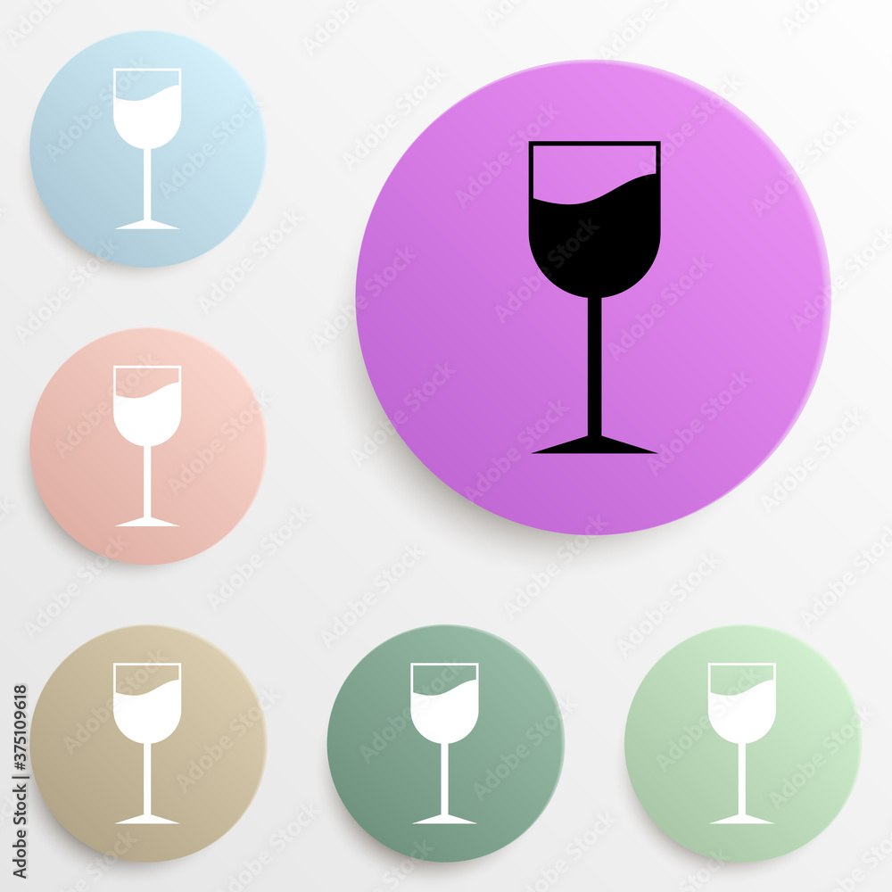 Poster glass of wine badge color set. simple glyph, flat vector of web icons for ui and ux, website or mobi