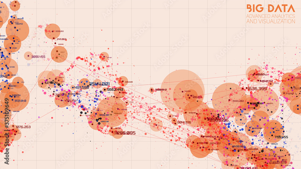 Poster cloud big data processing. network analysis. human connections representation. science data threads 