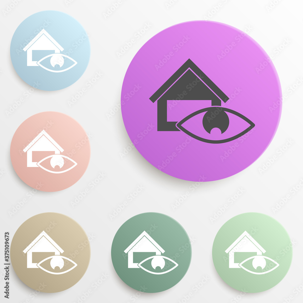 Poster house supervision badge color set. simple glyph, flat vector of web icons for ui and ux, website or 
