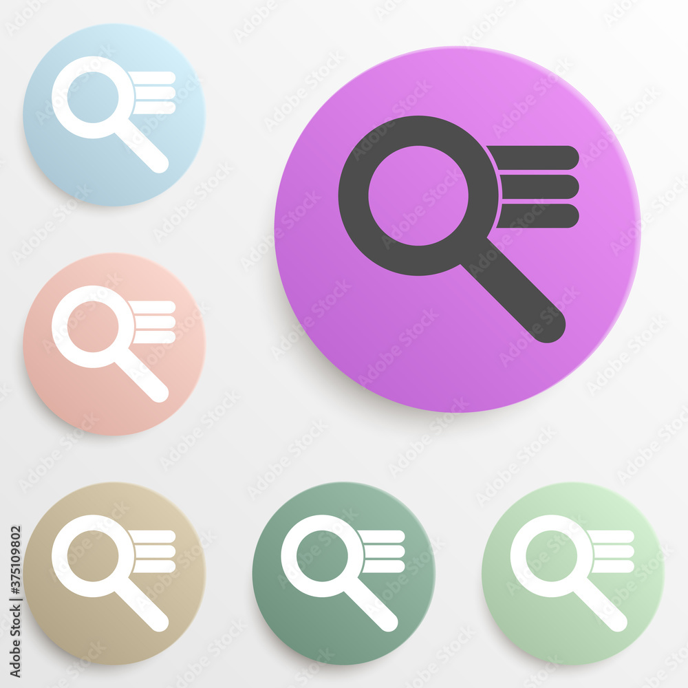 Poster search settings sign badge color set. simple glyph, flat vector of web icons for ui and ux, website 