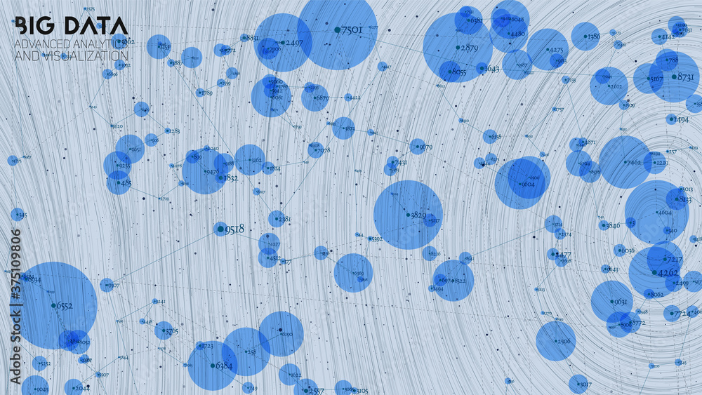 Poster cloud big data processing. network analysis. human connections representation. science data threads 