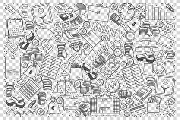 Finance business doodle set