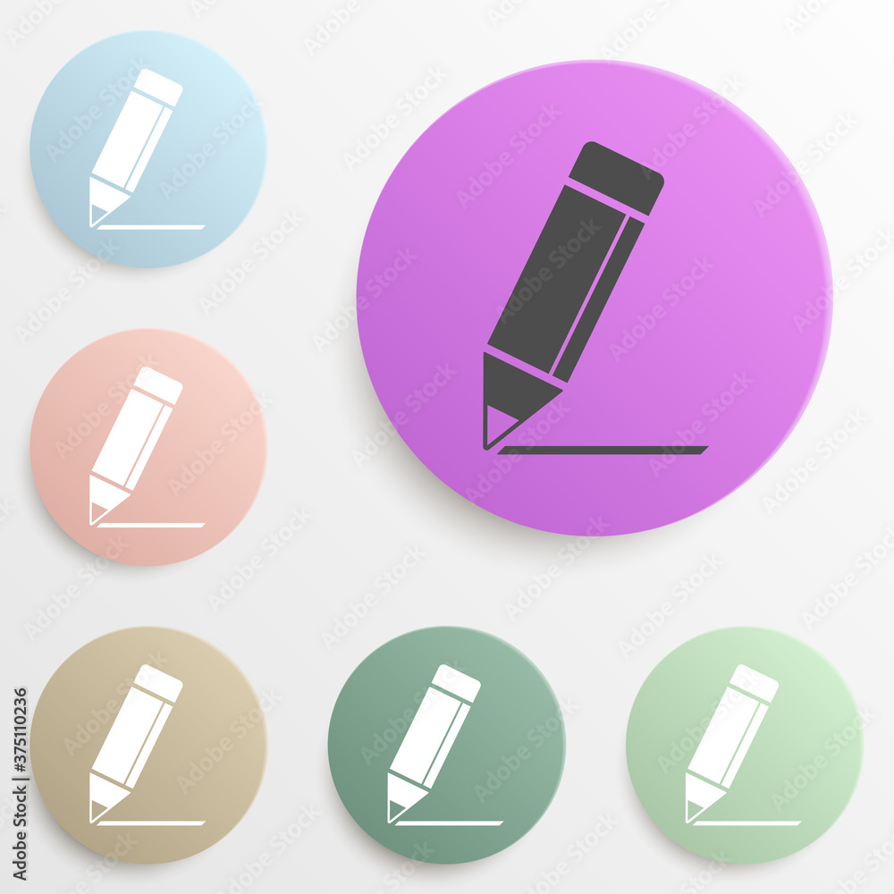 Poster pencil badge color set. simple glyph, flat vector of web icons for ui and ux, website or mobile appl
