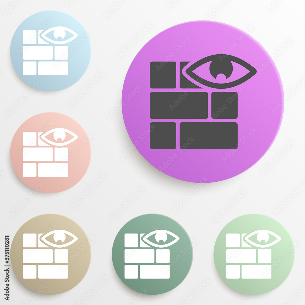 Poster wall and eye badge color set. simple glyph, flat vector of web icons for ui and ux, website or mobil