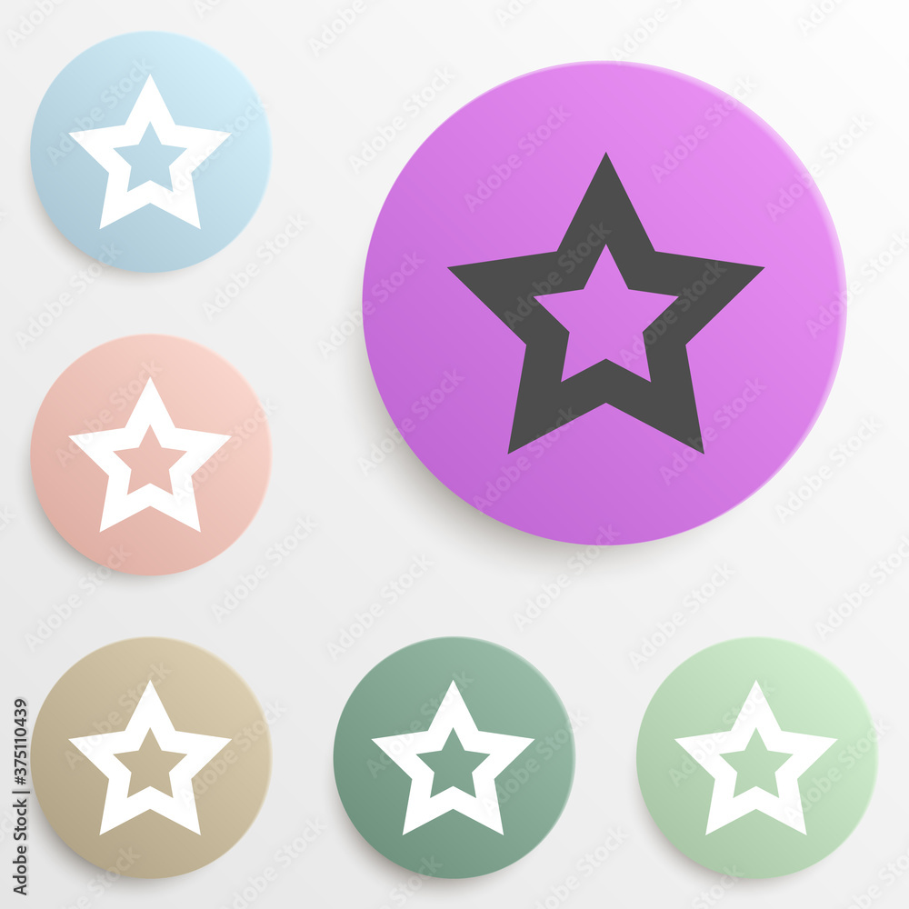 Poster star badge color set. simple glyph, flat vector of web icons for ui and ux, website or mobile applic