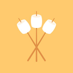 Marshmallow on stick vector. free space for text. Marshmallow logo design.