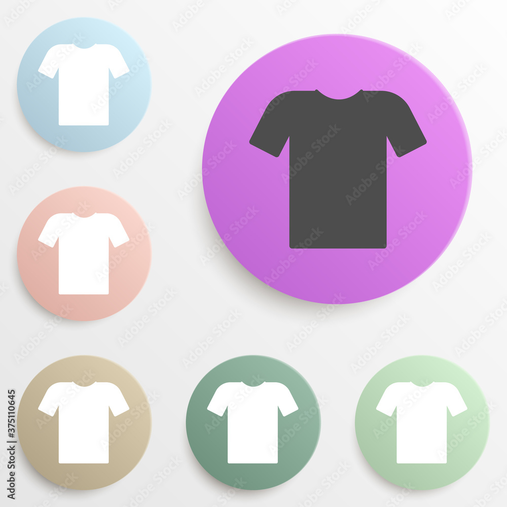 Poster t-shirt badge color set. simple glyph, flat vector of web icons for ui and ux, website or mobile app