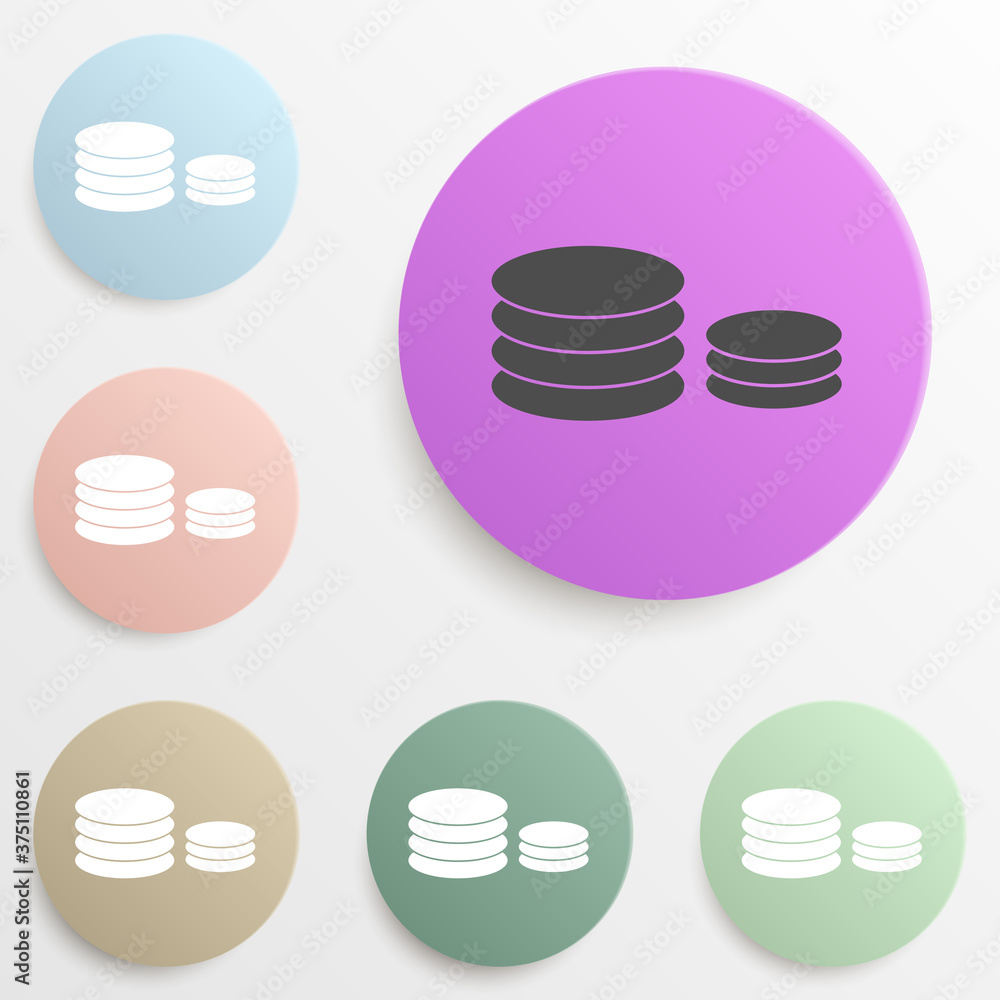 Poster coins badge color set. simple glyph, flat vector of web icons for ui and ux, website or mobile appli
