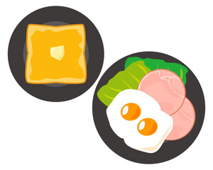 ハムエッグとトーストの朝食セットのベクターイラスト
タイトル変更
