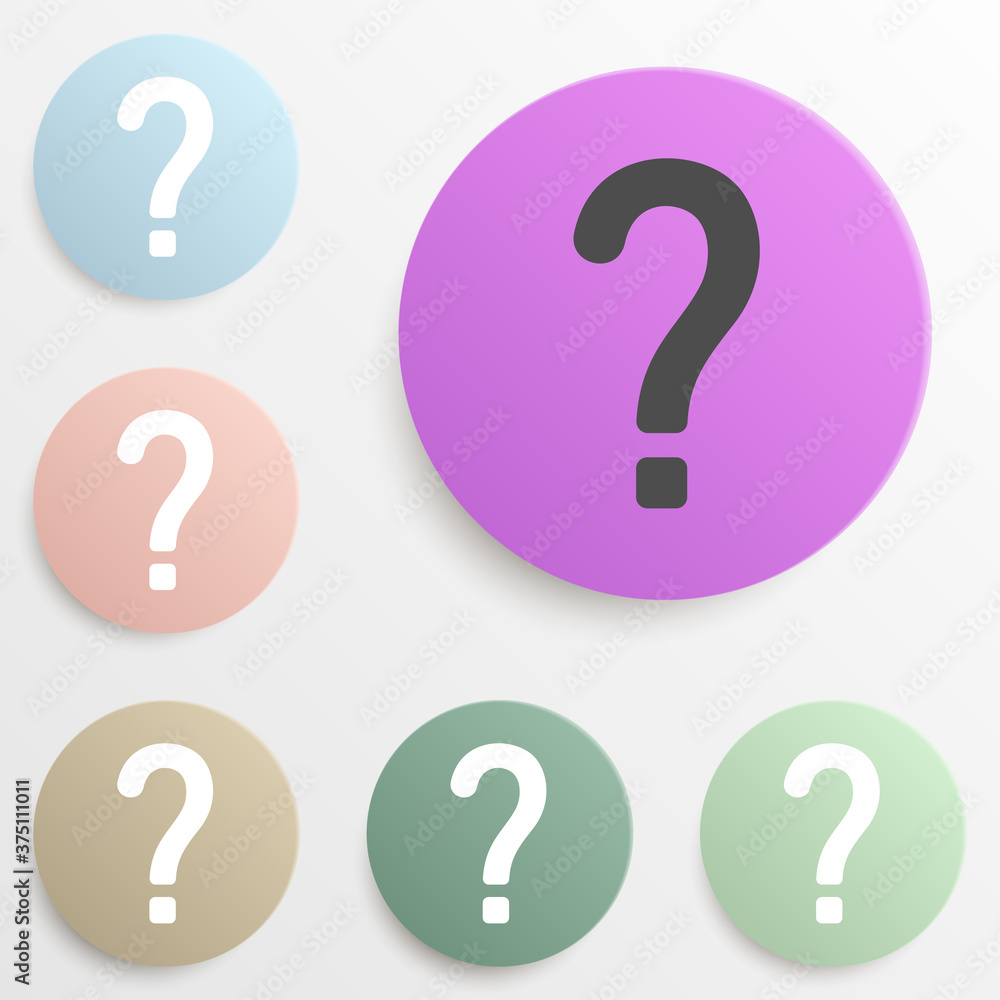 Poster question mark badge color set. simple glyph, flat vector of web icons for ui and ux, website or mobi