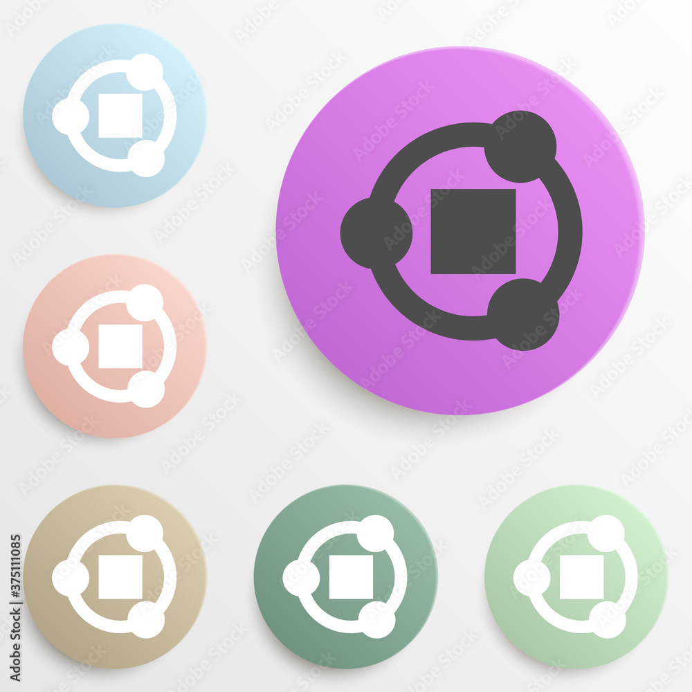 Poster share sign badge color set. simple glyph, flat vector of web icons for ui and ux, website or mobile 