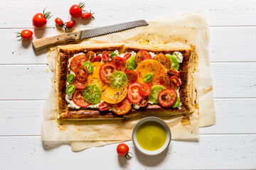 Puff Pastry, Cheese and Fresh Tomato Tart